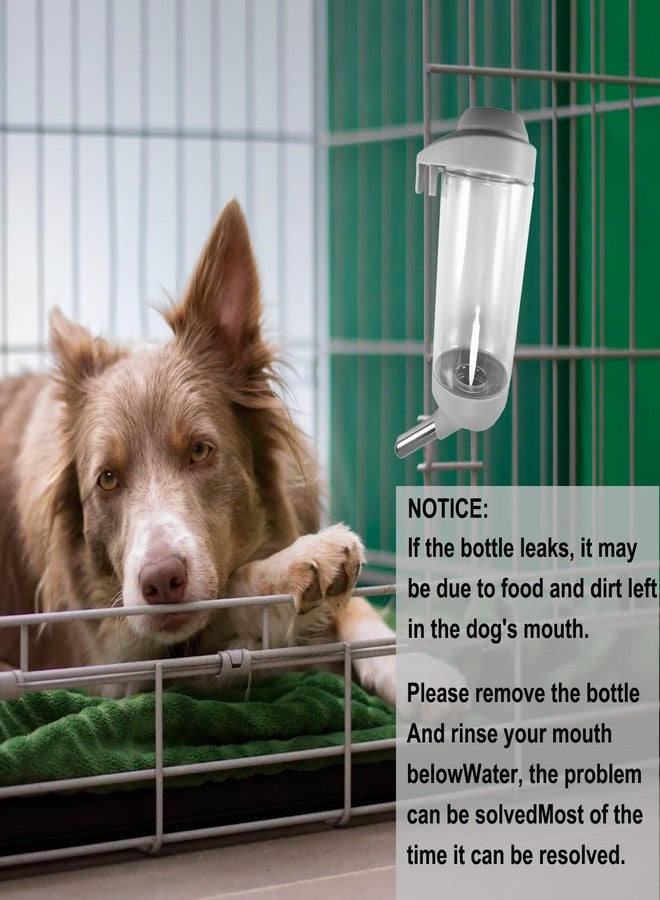 DEEUCHIS Dog Crate Water Bottle - 17 oz No Drip Kennel Pet Water Dispenser, Easy-to-Use Cage Water Bottle for Dogs, Cats, Small Animals, 500ML, Grey - Image 5